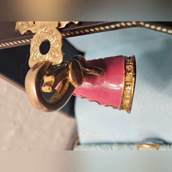 Juicy Couture Gold Pink Pave Cheerleader Megaphone Charm Bracelet Cheer Jewelry - Picture 2 of 14